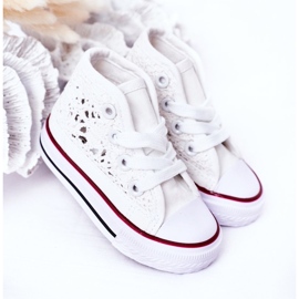 Hohe Sneakers für Kinder mit Spitze Weiß Roly-Poly 3