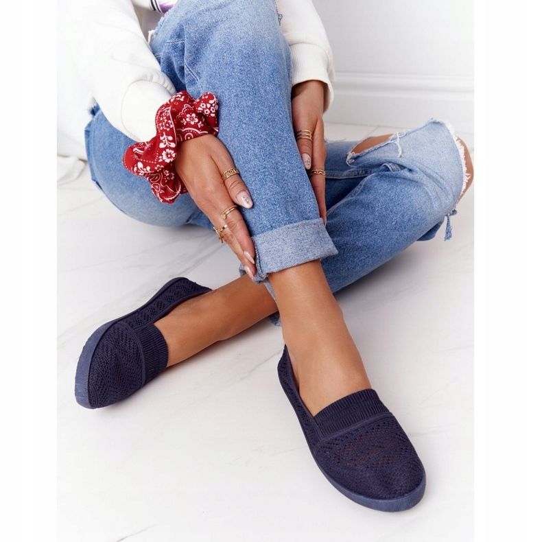 Durchbrochene Slip-On Sneakers Marineblau Chillout 1