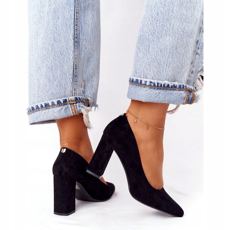 Wildleder Pumps auf einer Bar Sergio Leone PB216 Schwarz 4