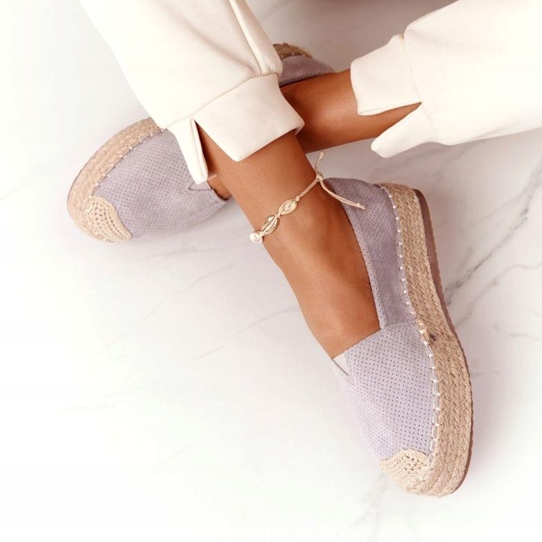 Espadrilles auf der Strohplattform BL1922 Grey Highway grau 3