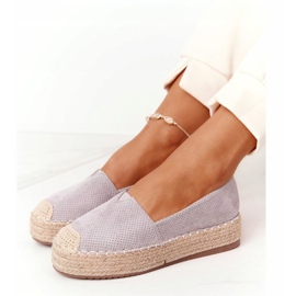 Espadrilles auf der Strohplattform BL1922 Grey Highway grau 1
