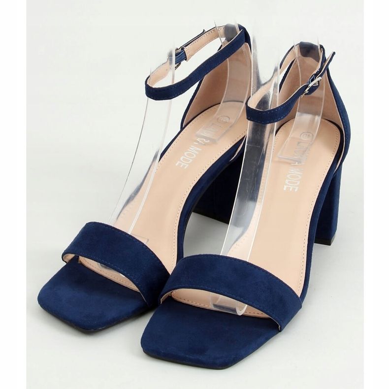 Sandalen auf High Heels Marineblau QL-169 Blau navy blau 1