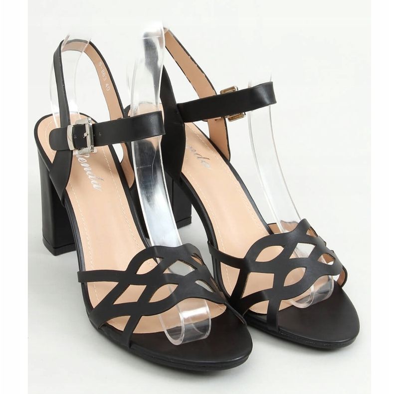 Schwarz S-863 Schwarze Sandalen mit hohen Absätzen 1