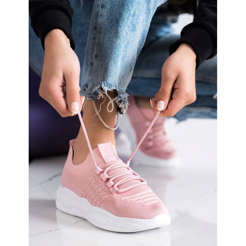 SHELOVET Klassische Textil-Sneaker rosa 1
