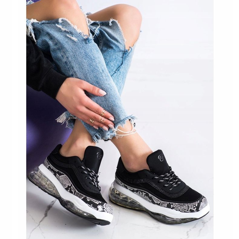 SHELOVET Sneakers auf einer transparenten Plattform weiß schwarz 1