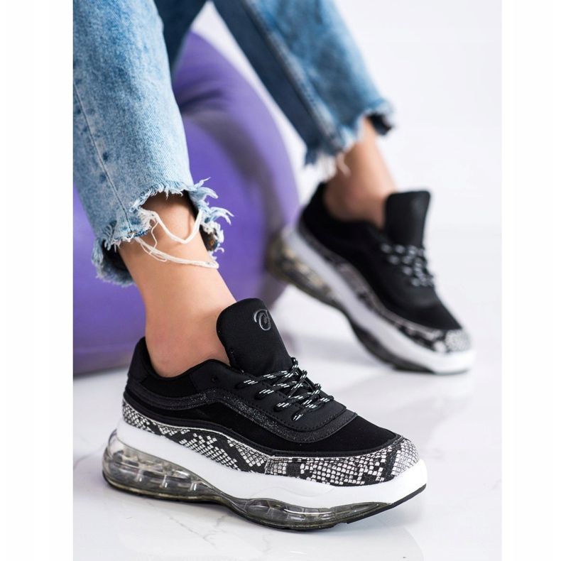 SHELOVET Sneakers auf einer transparenten Plattform weiß schwarz 2