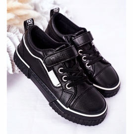 Kinder Sneakers aus Leder mit Klettverschluss Big Star HH374029 Schwarz 2