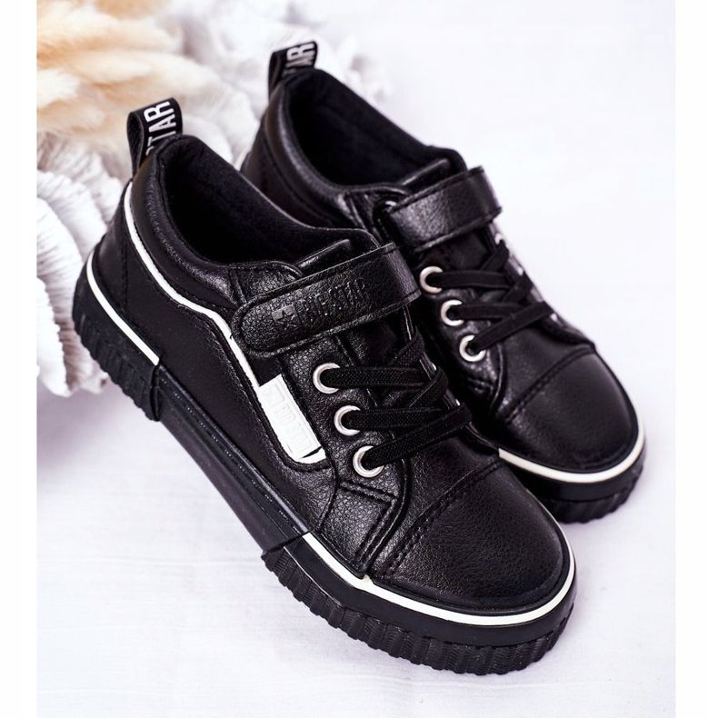 Kinder Sneakers aus Leder mit Klettverschluss Big Star HH374029 Schwarz 2