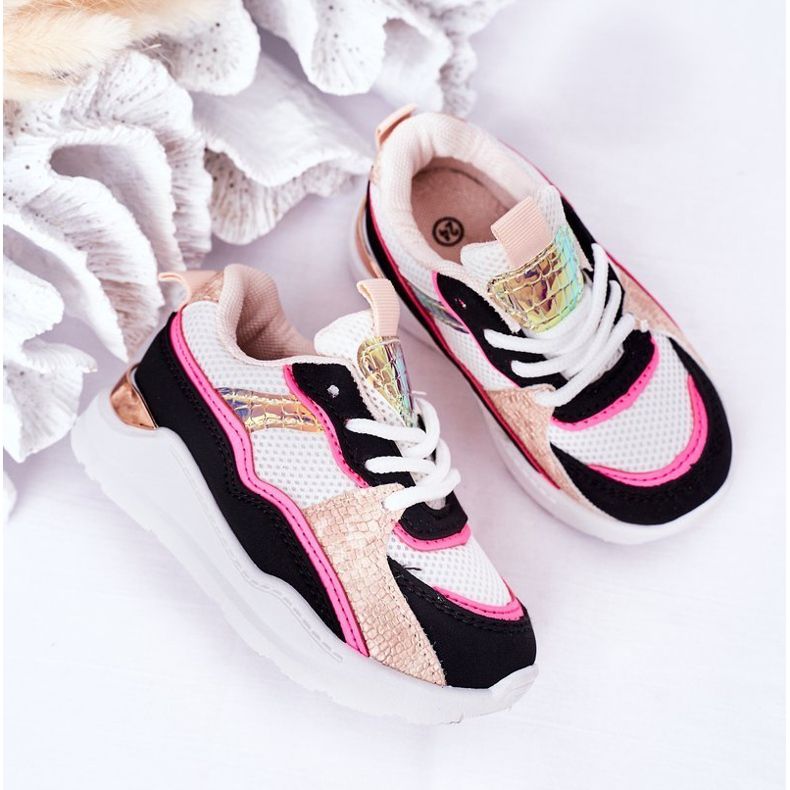 Kinder Sportschuhe Turnschuhe Neon Pink Game Time weiß schwarz rosa 1