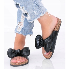 Schwarze Hausschuhe mit Schleife von Norris 1