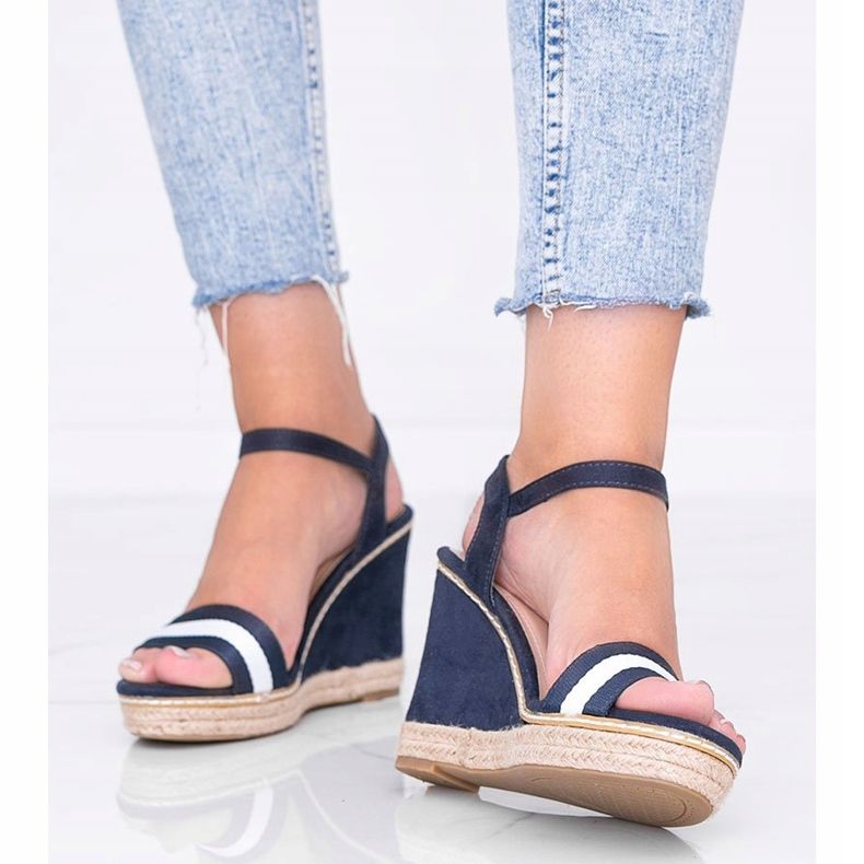 Schwarze Espadrilles am Mona Wedge navy blau 1