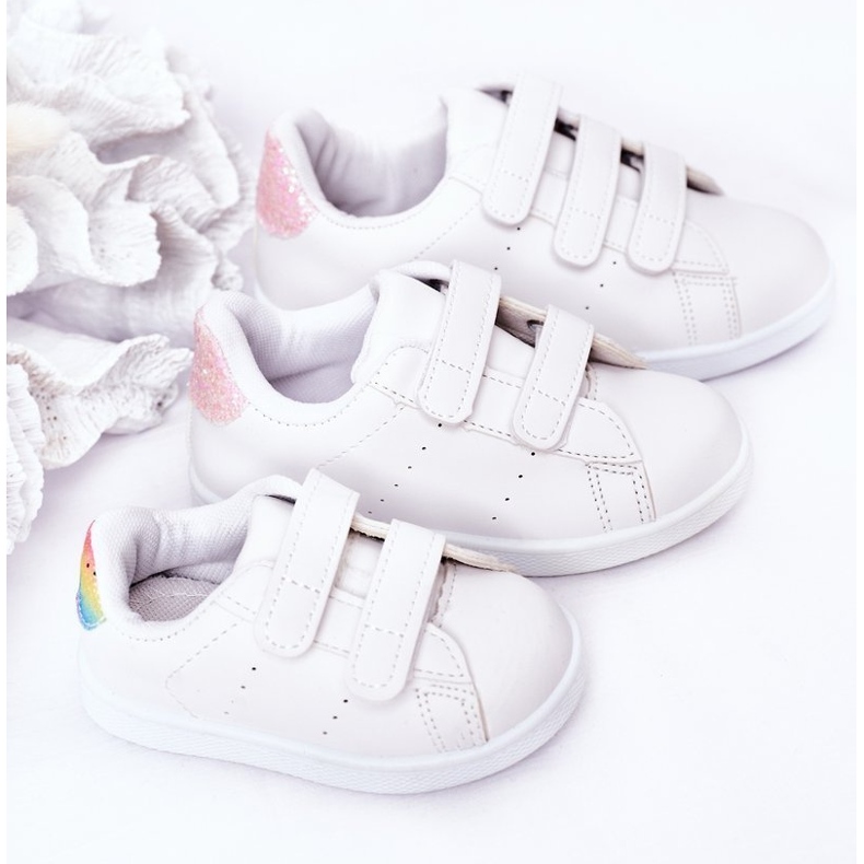 Sneakers für Kinder mit Klettverschluss in Weiß und Pink Cute Girl 1