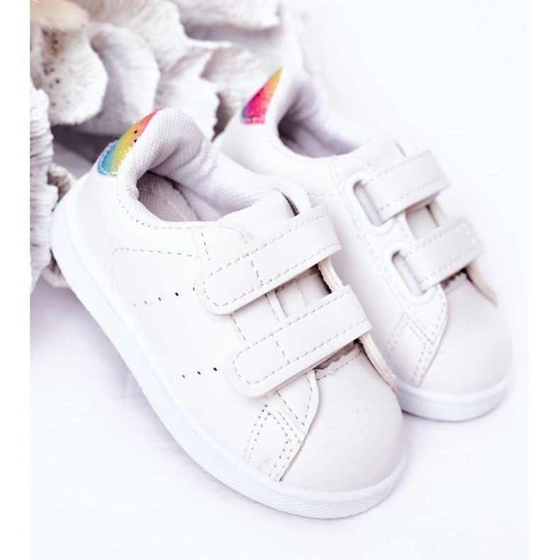 Sneakers für Kinder Weiß-Regenbogen Klettverschluss Cute Girl 2