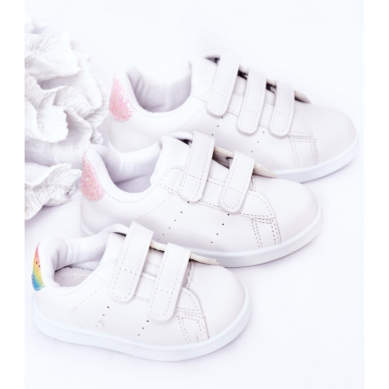 Sneakers für Kinder Weiß-Regenbogen Klettverschluss Cute Girl 1