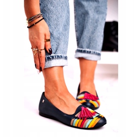 Maciejka Lederballerinas mit Fransen Marineblau 04016-17 navy blau mehrfarbig 1