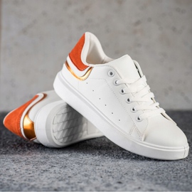 SHELOVET Sneakers mit orangefarbenem Einsatz weiß 1