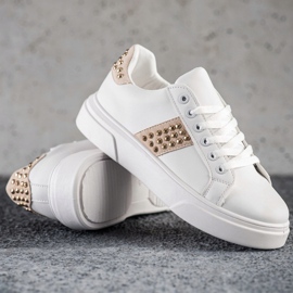 SHELOVET Sneakers mit Ornamenten beige weiß golden 1