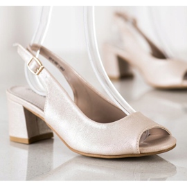 Goodin Golden schimmernde Sandalen beige 1