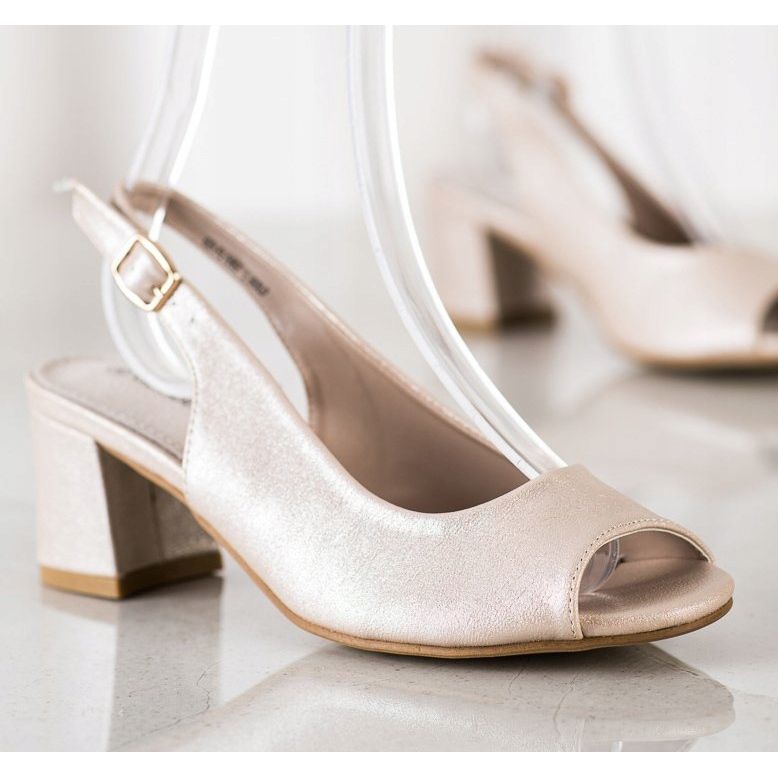 Goodin Golden schimmernde Sandalen beige 1