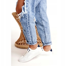 Damen Leder Sneakers Big Star BB274211 Weiß und Marineblau navy blau 3