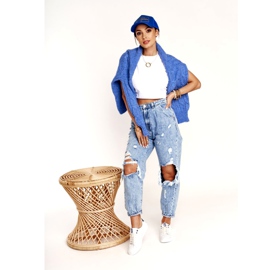 Damen Leder Sneakers Big Star BB274211 Weiß und Marineblau navy blau 1