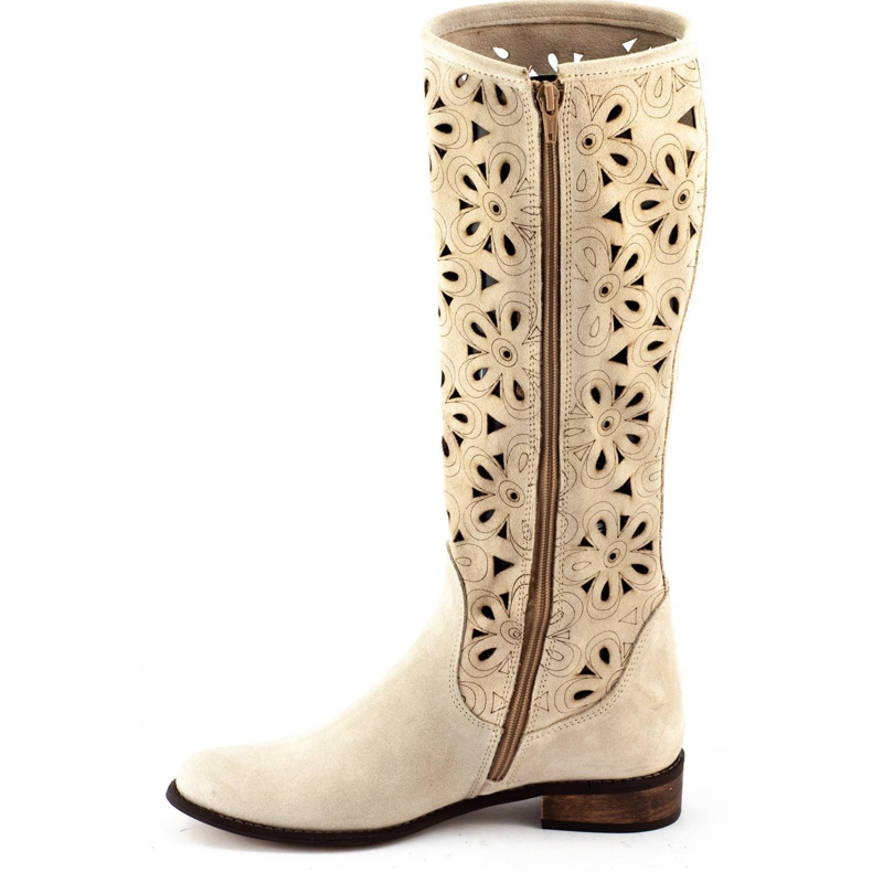 Olivier Hellbeige durchbrochene Damenstiefel 1