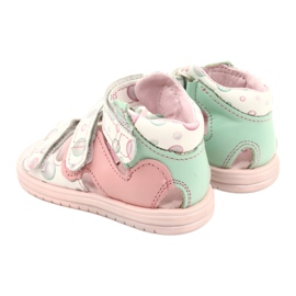 Hochprophylaktische Sandalen Mazurek 1291 weiß rosa grün 3