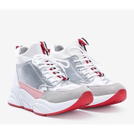 Weiße Sneaker auf dicker Cassadi-Sohle silber- mehrfarbig 1