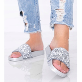 Silberne Bling Bling Hausschuhe für Damen 1