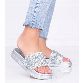 Silberne Hausschuhe mit Zirkonia Love Bling silber- 1