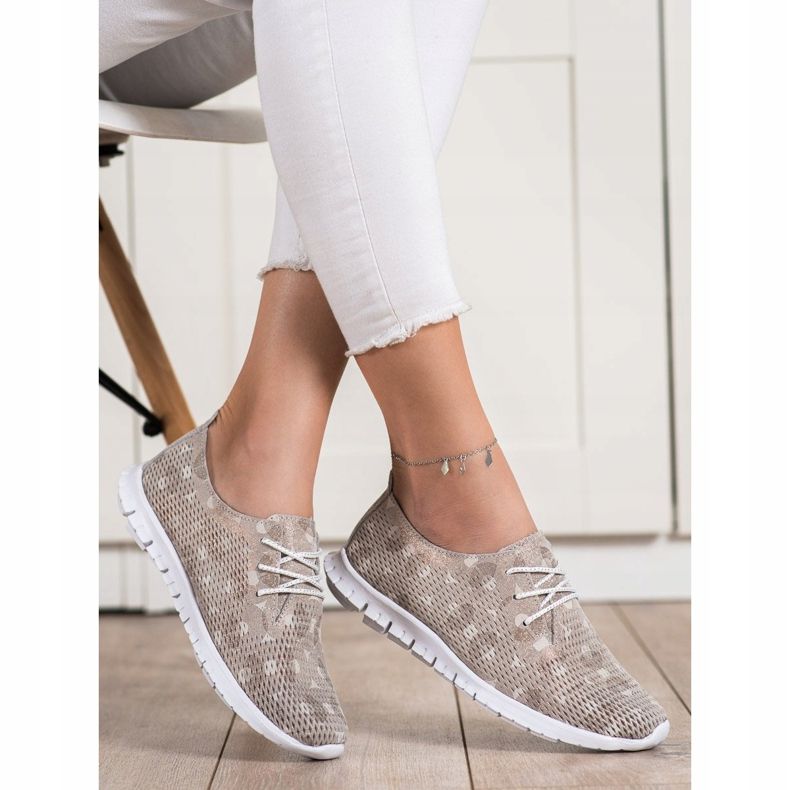 Goodin Leichte Lederschuhe beige braun 1