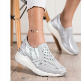 Goodin Ledersneaker mit Glitzer grau 1