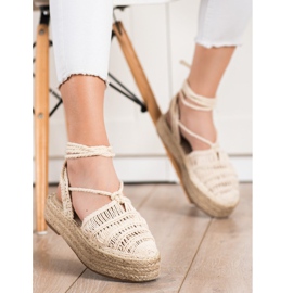 Small Swan Gebundene Espadrilles-Sandalen beige 1