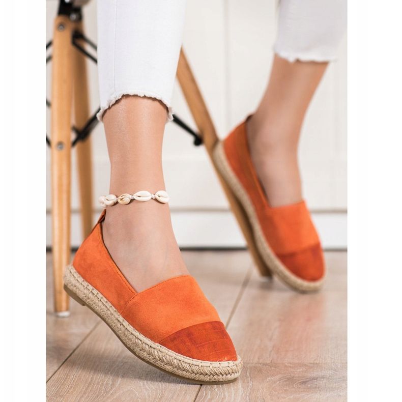 Bestelle Orange Wildleder Espadrilles 1