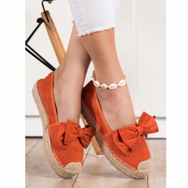 Mannika Durchbrochene Espadrilles mit Schleife orange 1