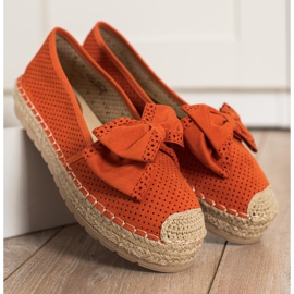 Mannika Durchbrochene Espadrilles mit Schleife orange 2