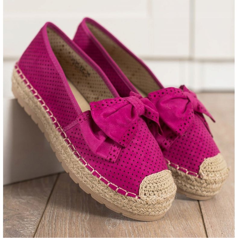 Mannika Durchbrochene Espadrilles mit Schleife rosa 1