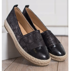 Bestelle Glänzende Espadrilles mit Öko-Leder schwarz 2