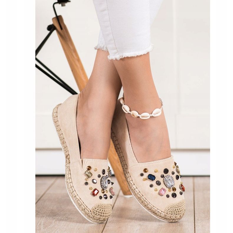 Gogo Espadrilles mit Kristallen beige 1
