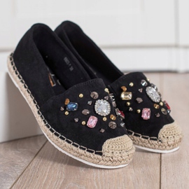 Gogo Espadrilles mit Kristallen schwarz 2
