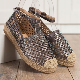 Gogo Durchbrochene Espadrilles mit Schnalle braun 2