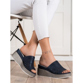 Goodin Durchbrochene Keilpantoffeln marineblau 1