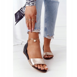 Ledersandalen Maciejka 1971-46 Schwarz und Gold 2