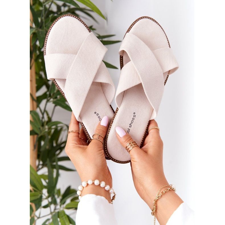 Hausschuhe aus Velours für Damen Beige Edesa braun 1