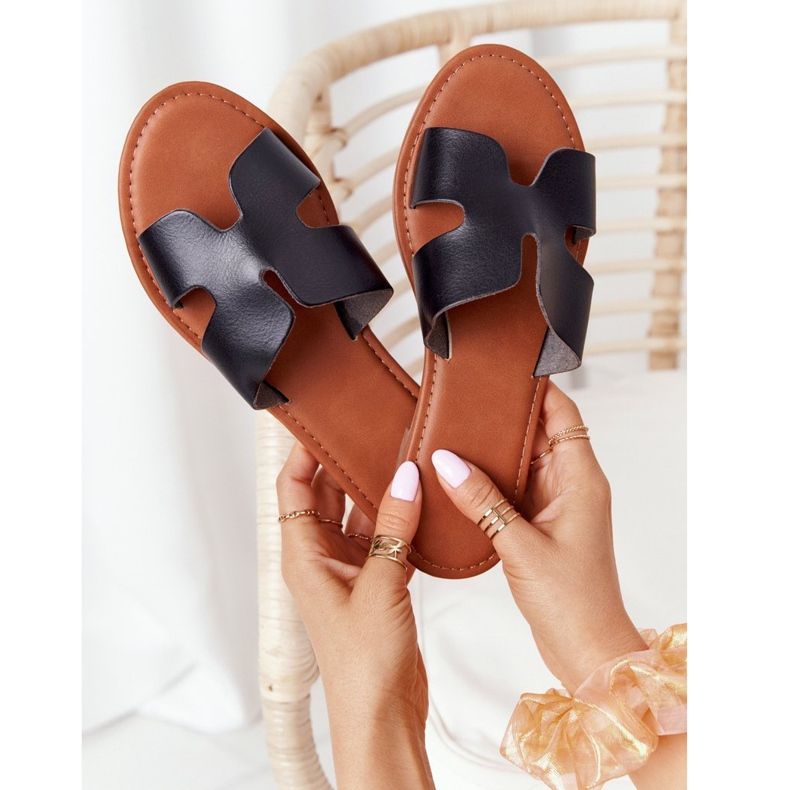 Schwarze Lederhausschuhe für Damen Seres 2