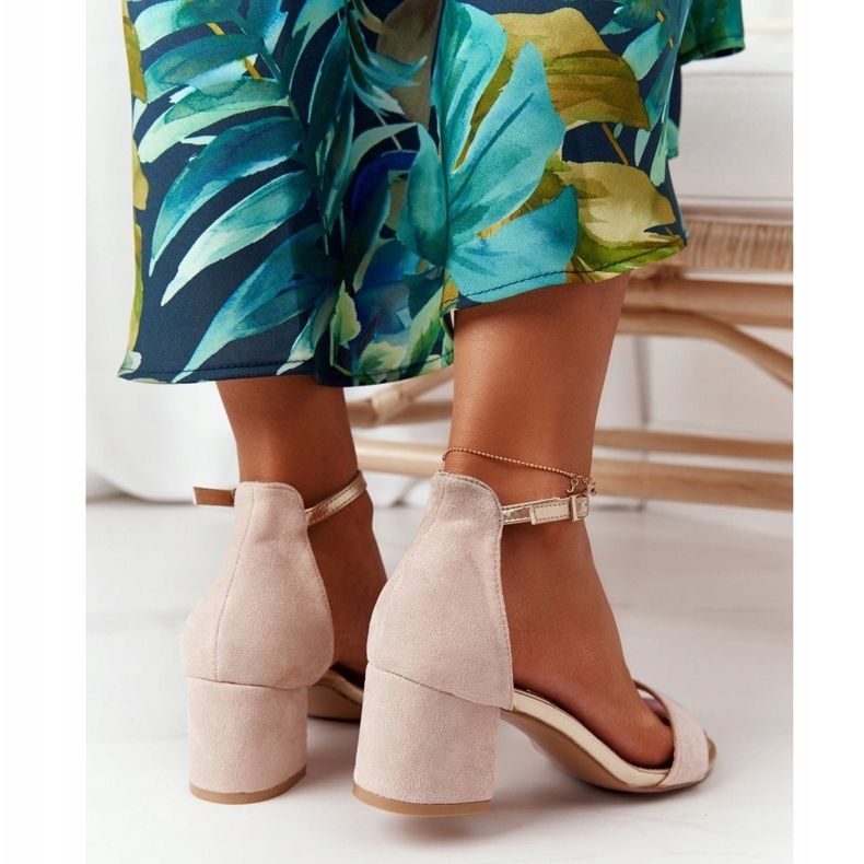 Hochhackige Sandalen aus Wildleder Beige Janet 1