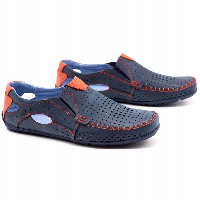 Olivier Herrenschuhe Loafer 901 marineblau mit rot navy blau 2