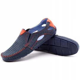 Olivier Herrenschuhe Loafer 901 marineblau mit rot 3