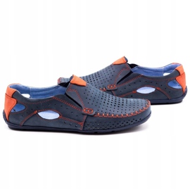 Olivier Herrenschuhe Loafer 901 marineblau mit rot 5