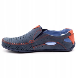 Olivier Herrenschuhe Loafer 901 marineblau mit rot 1